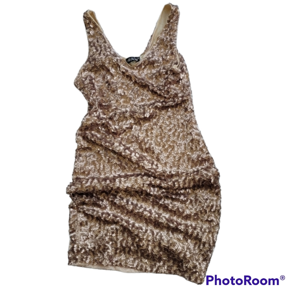 NWOT- Pretty Guide Gold Sequin Mini Tank Dress  Size Medium